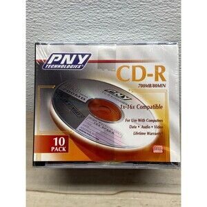 PNY Technologies CD-R 700MB 80min 1x-16x Recordable Compact Disc 10 Pack New